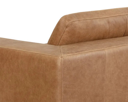Ira Sofa Camel Leather Modern With Gold Base