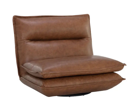 Colson Leather Upholstered Swivel Armless Chair