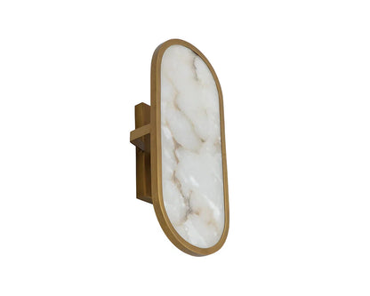 Sidra Sconce Alabaster Wall Light with Antique Brass Finish