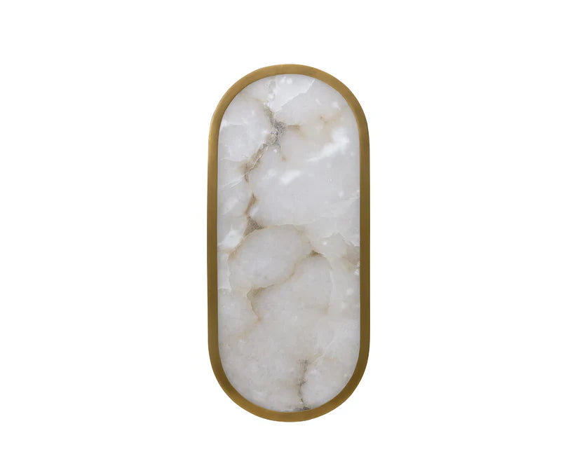 Sidra Sconce Alabaster Wall Light with Antique Brass Finish