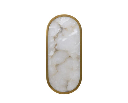 Sidra Sconce Alabaster Wall Light with Antique Brass Finish