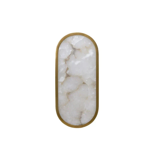 Sidra Sconce Alabaster Wall Light with Antique Brass Finish