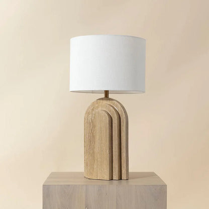 Ancona Table Lamp Handcrafted With Natural Travertine