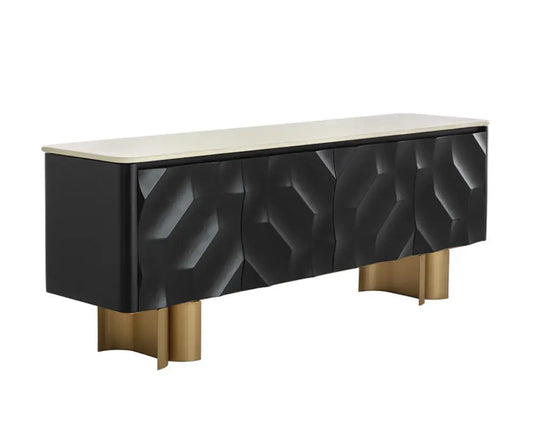 Lautrec Marble Topped Black Sideboard