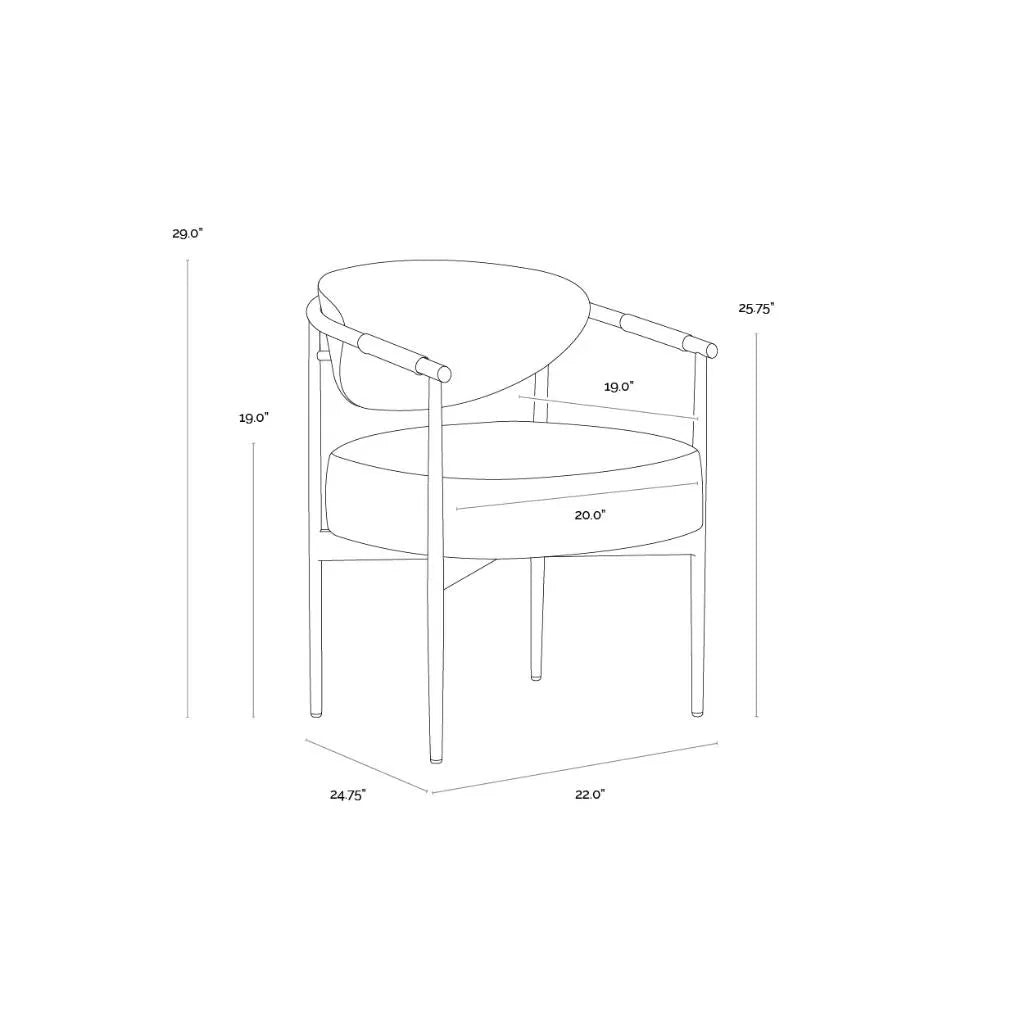 Heloise Leather Upholstered Handsome Dining Armchair