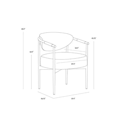 Heloise Leather Upholstered Handsome Dining Armchair