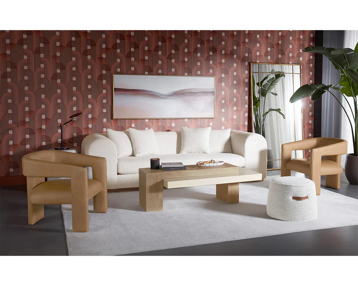 SUNPAN Cobourg Lounge Chair Modern Sesame Leather