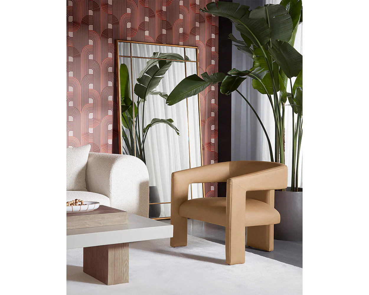 SUNPAN Cobourg Lounge Chair Modern Sesame Leather