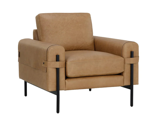 Camus Armchair Modern Leather With Black Iron Legs