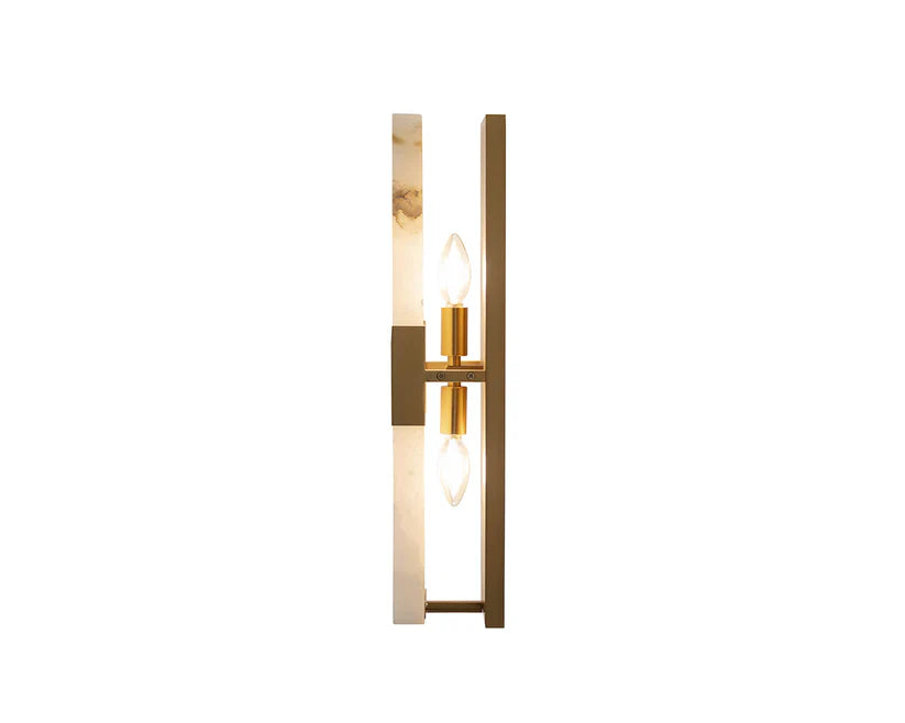 Rovira Sconce Modern Alabaster And Brushed Gold Light