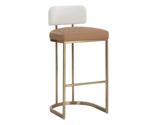 Larissa Barstool - Modern Napa Cognac Faux Leather Seat