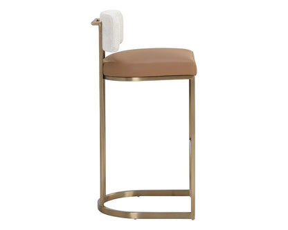 Larissa Barstool - Modern Napa Cognac Faux Leather Seat