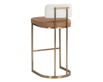 Larissa Barstool - Modern Napa Cognac Faux Leather Seat