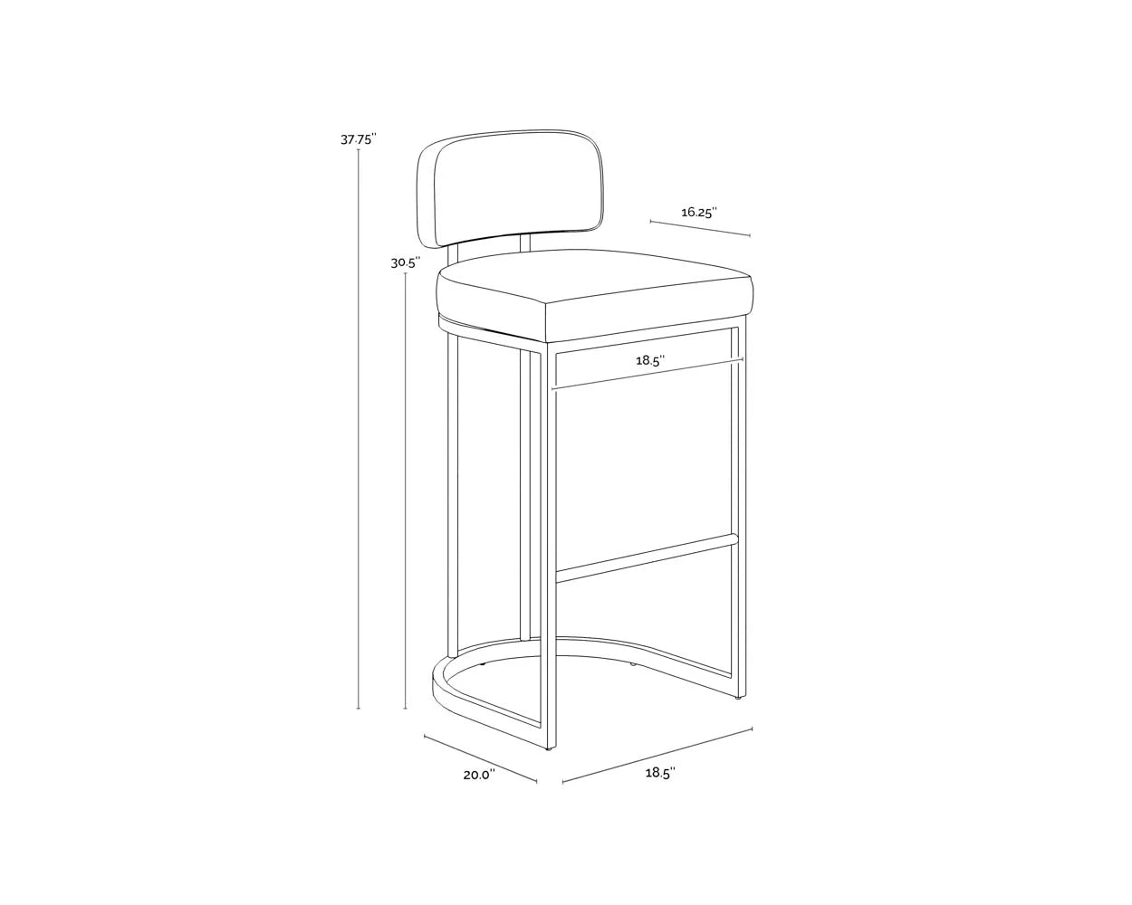 Larissa Barstool - Modern Napa Cognac Faux Leather Seat