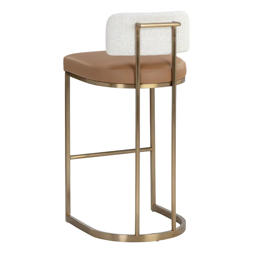 Larissa Barstool - Modern Napa Cognac Faux Leather Seat