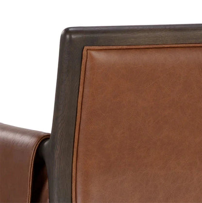 Mauti Counter Stool Brown Leather With Gold Metal Caps