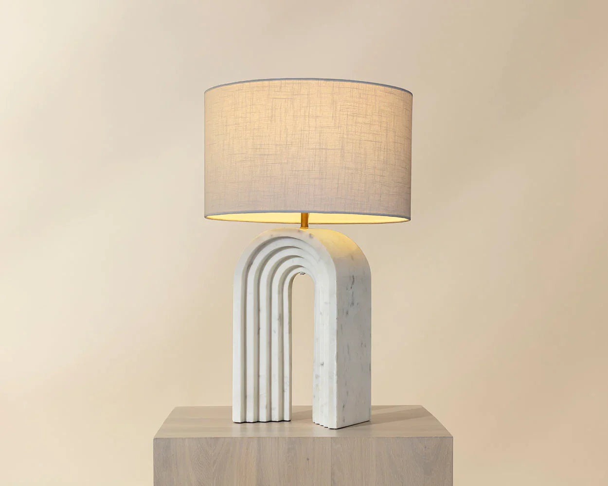 Sensi Table Lamp Modern Marble Base With Linen Shade