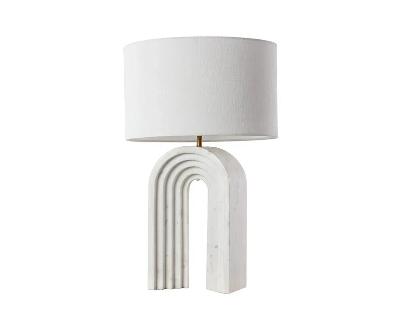 Sensi Table Lamp Modern Marble Base With Linen Shade