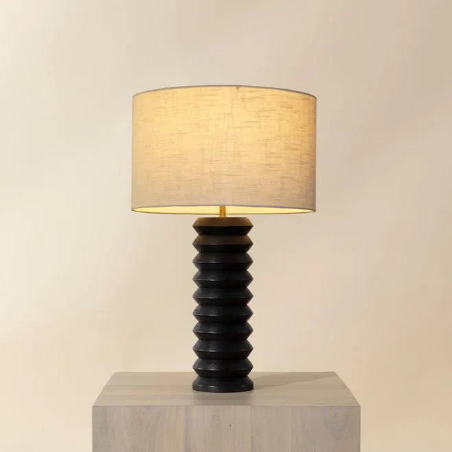 Modern Oletto Table Lamp With Beige Shade And Black Base