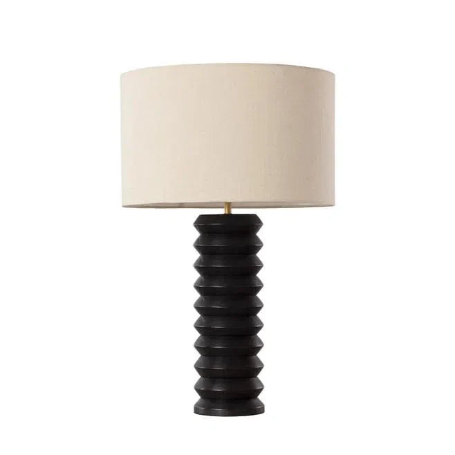 Modern Oletto Table Lamp With Beige Shade And Black Base