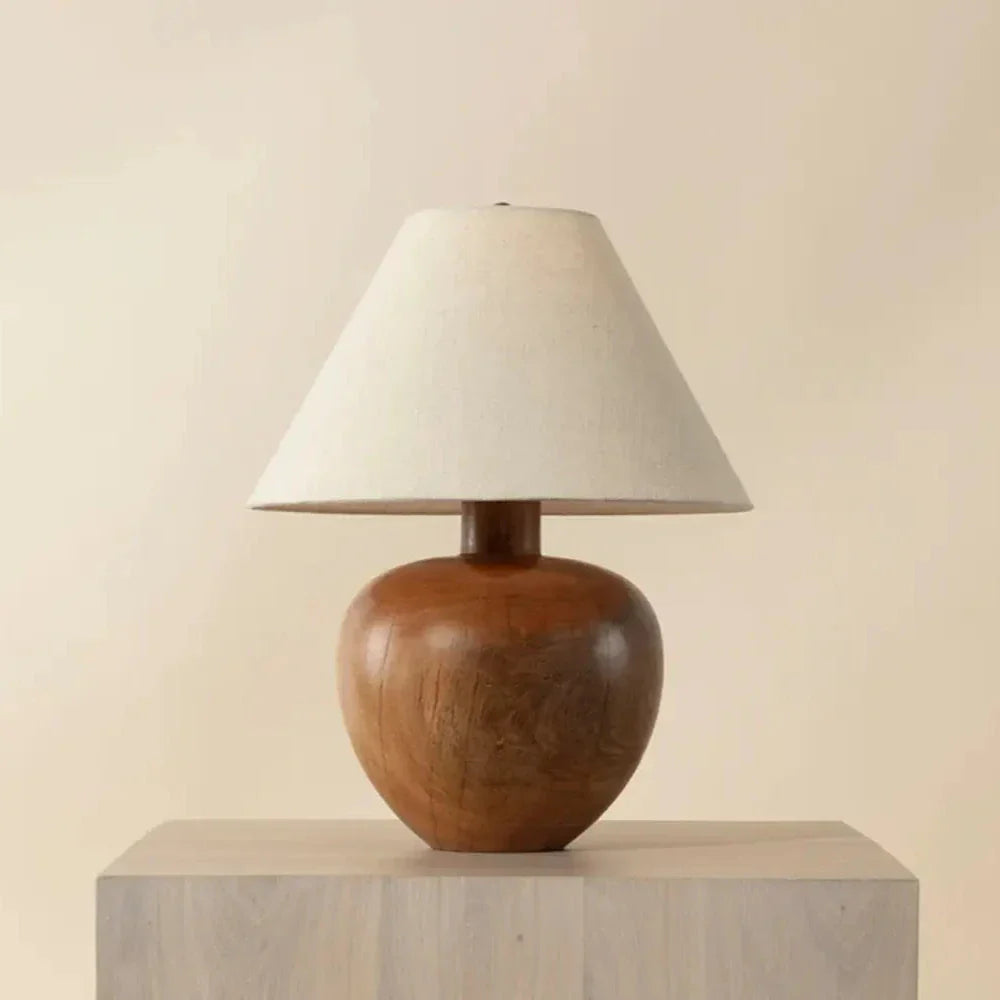 Dira Wooden Cream Table Lamp