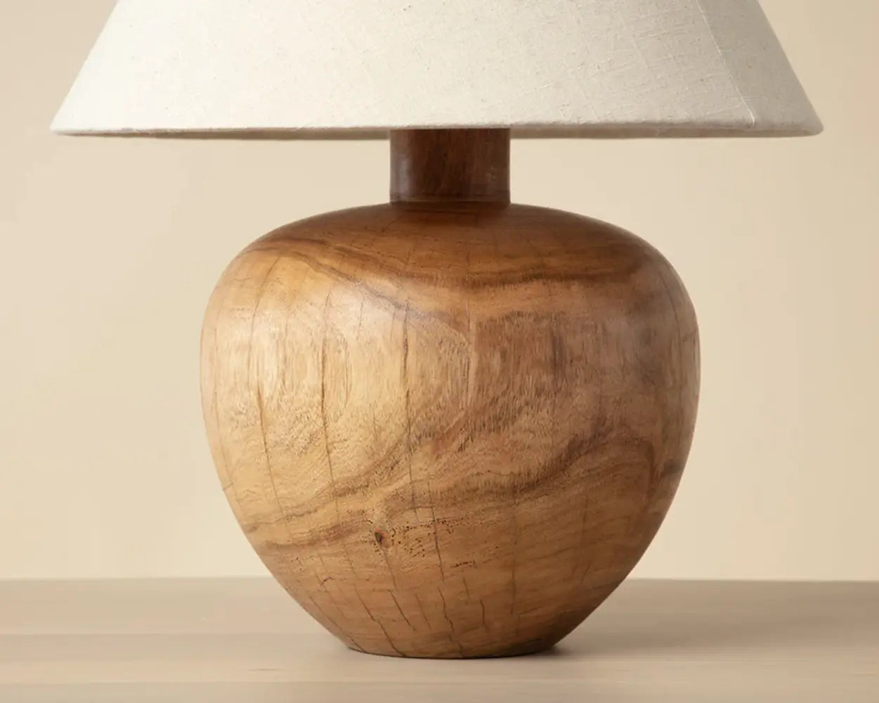 Dira Wooden Cream Table Lamp