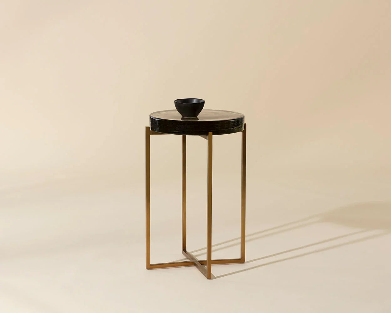 Sheena End Table With Antique Brass Base And Glass Top