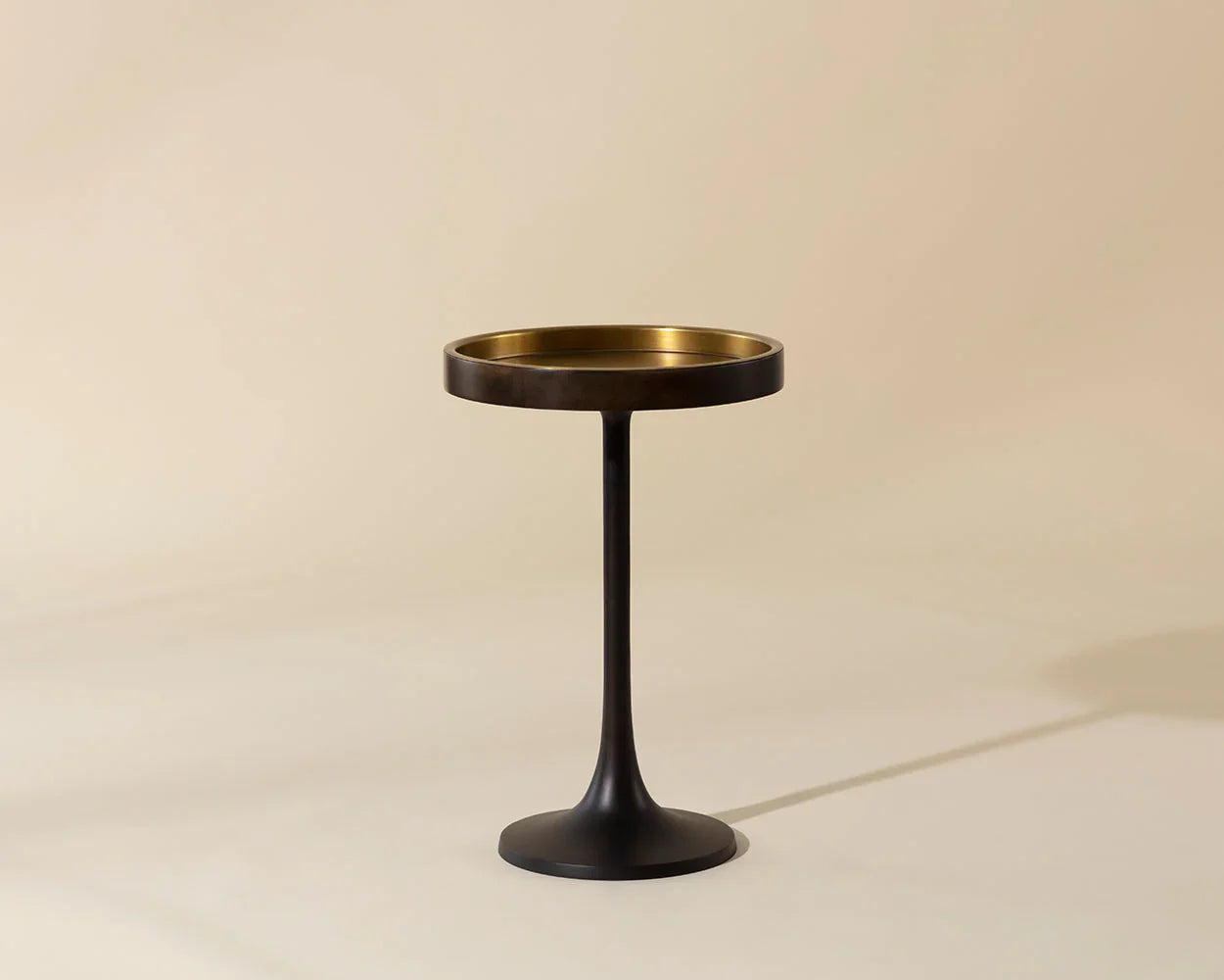 Tekoa End Table: Elegant Antique Brass and Wood Finish