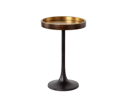 Tekoa End Table: Elegant Antique Brass and Wood Finish