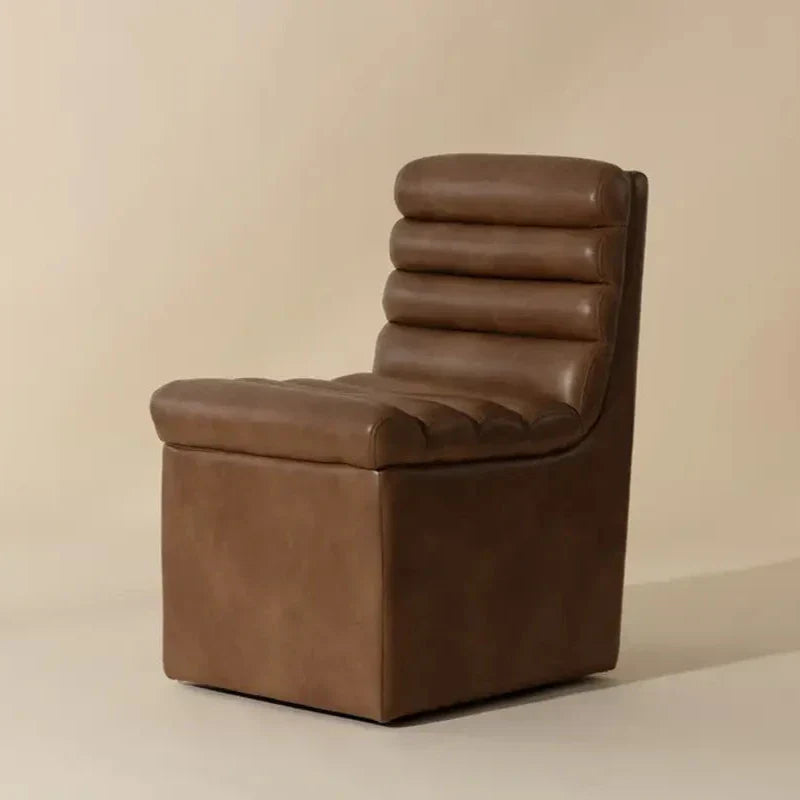 Norm Leather Upholstered Wheeled Dining Chair