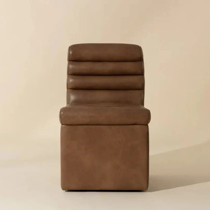 Norm Leather Upholstered Wheeled Dining Chair