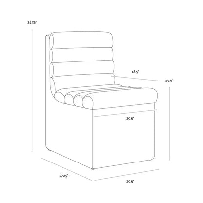 Norm Leather Upholstered Wheeled Dining Chair