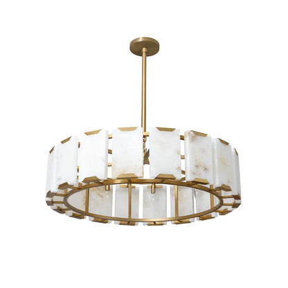 Rovira Chandelier With Gold Iron Frame And Alabaster Panels