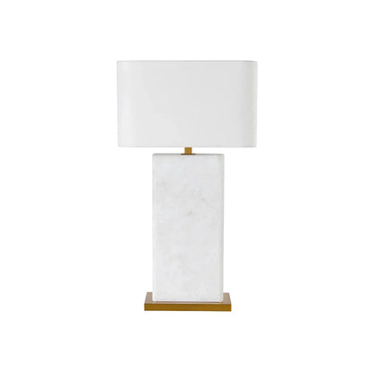 Rovira Table Lamp With Alabaster Base And Linen Shade