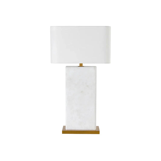 Rovira Table Lamp With Alabaster Base And Linen Shade