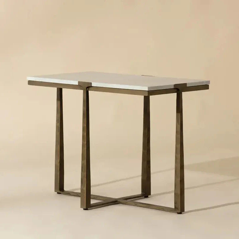 Cowell Marble Topped Rectangular Side Table