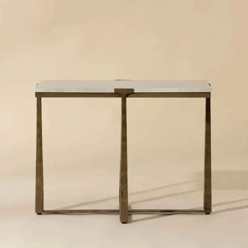 Cowell Marble Topped Rectangular Side Table