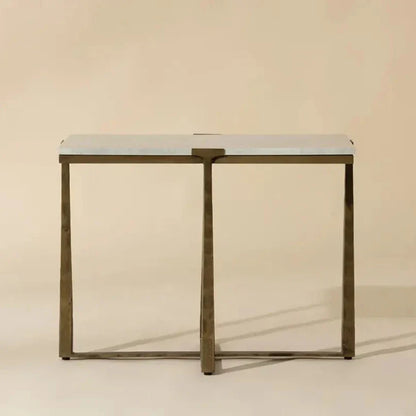 Cowell Marble Topped Rectangular Side Table