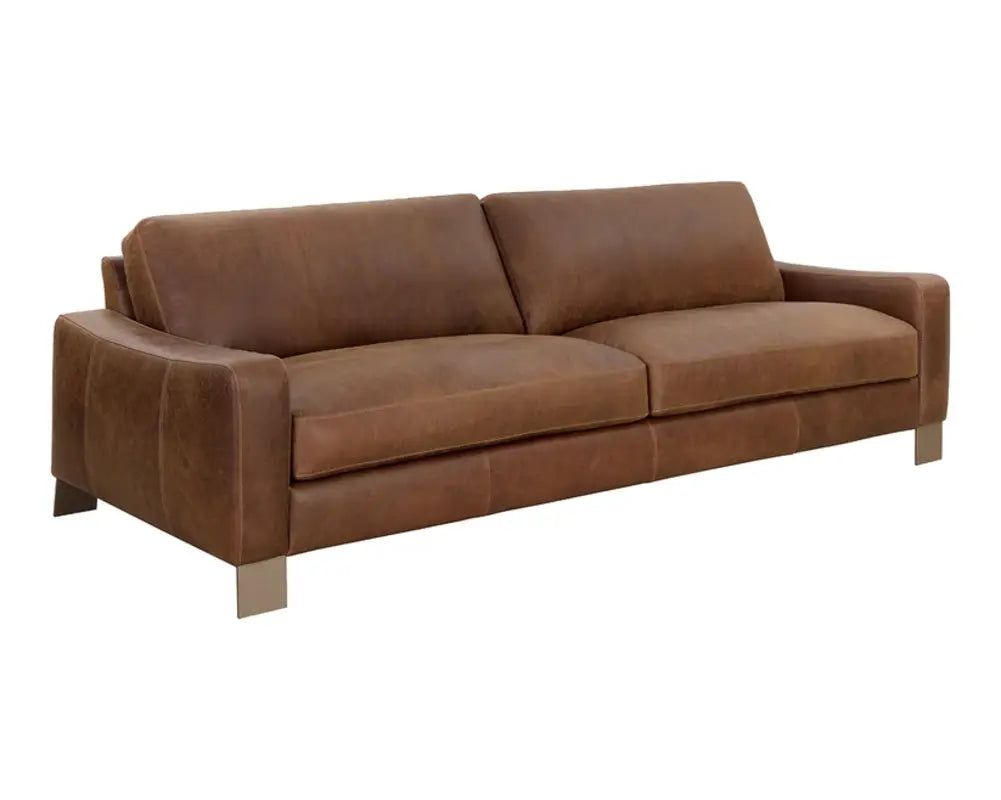 Rafael Leather Upholstered Brown Sofa