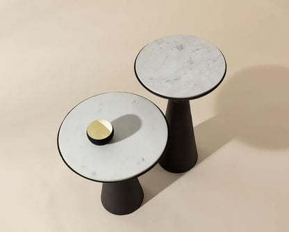 Chizu Nesting End Tables Marble Top Bronze Base Set