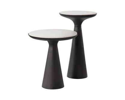 Chizu Nesting End Tables Marble Top Bronze Base Set