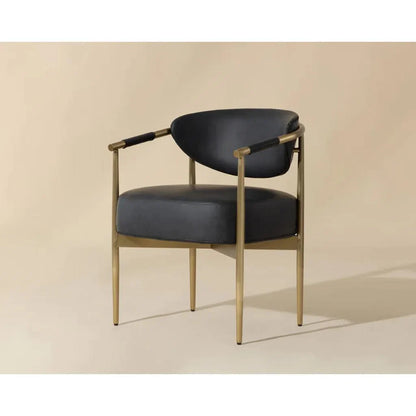 Heloise Leather Upholstered Handsome Dining Armchair