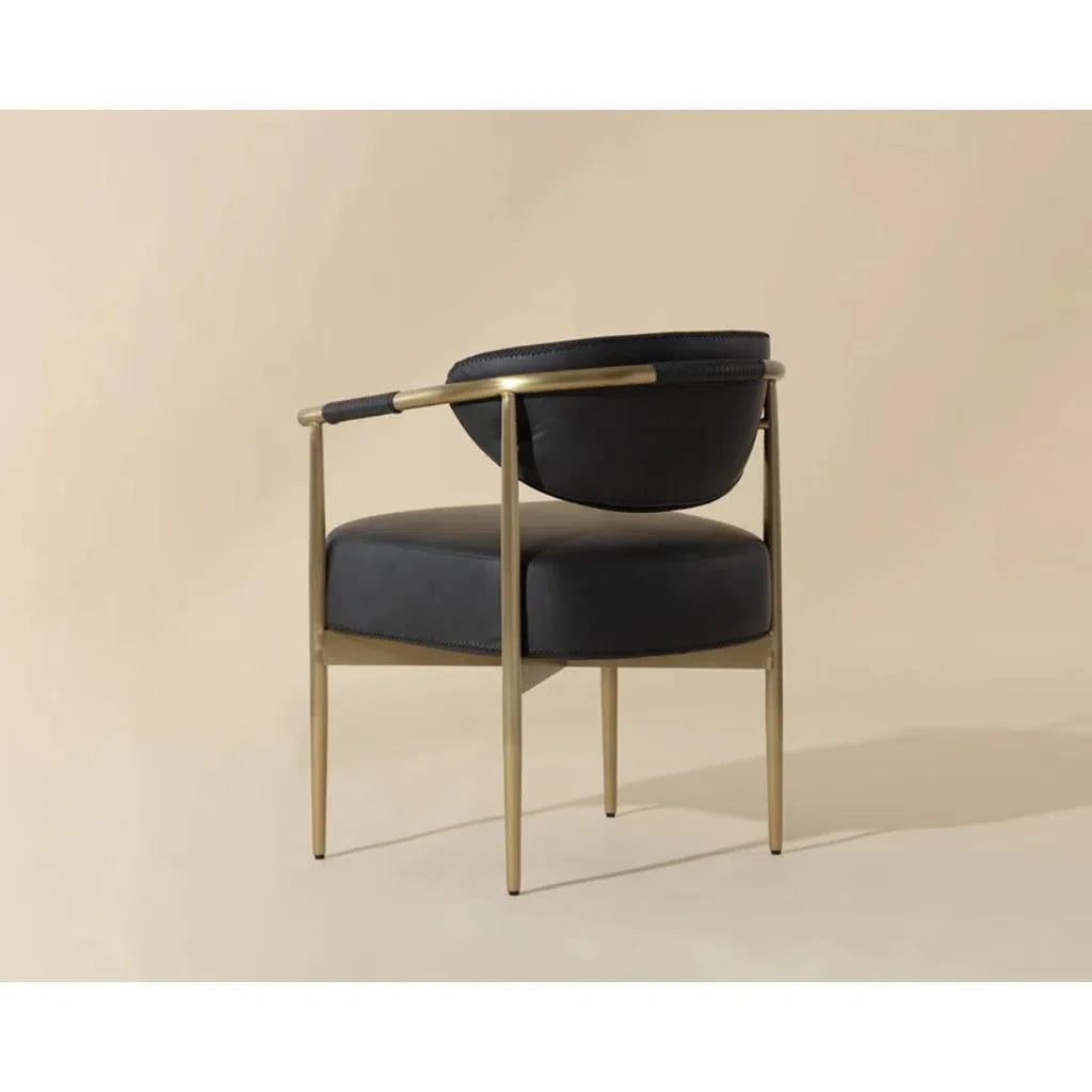 Heloise Leather Upholstered Handsome Dining Armchair