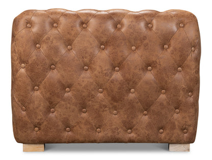 112" Long Tufted Leather Stanley Sofa Tan-Sofas & Loveseats-Sarreid-LOOMLAN