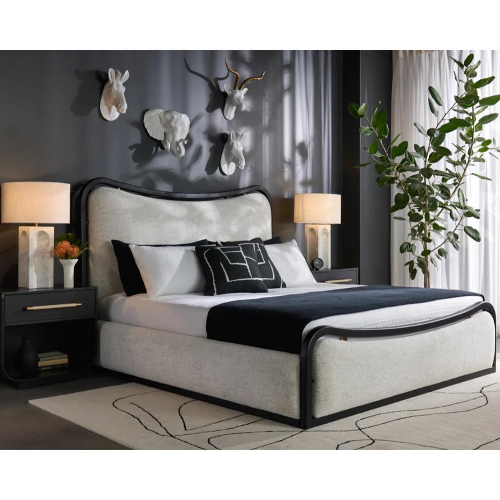 SUNPAN Junia White Fabric King Bed