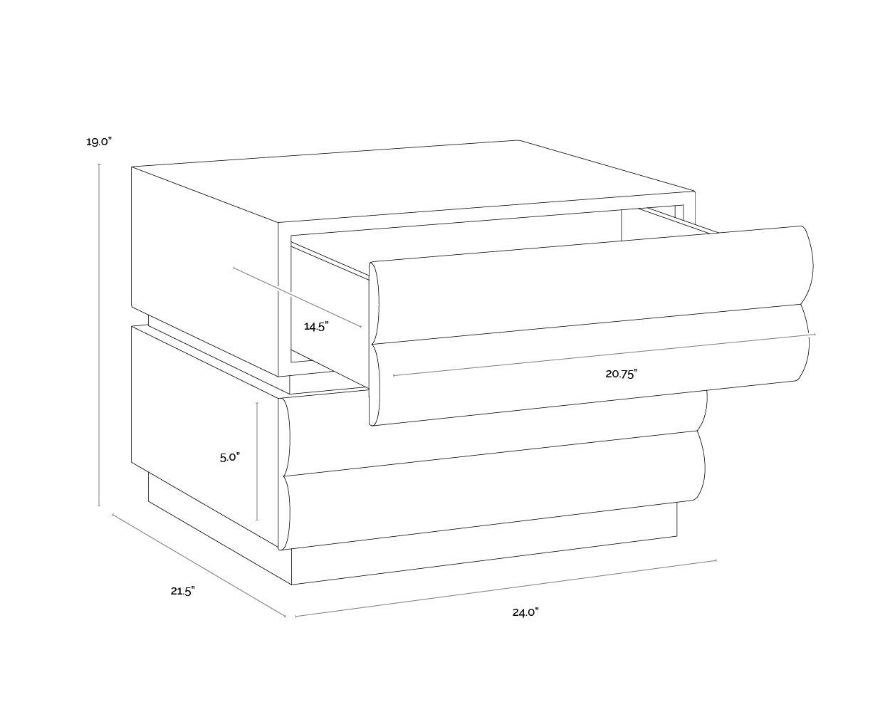 SUNPAN Subira Two Drawers Raffia Warp Nightstand