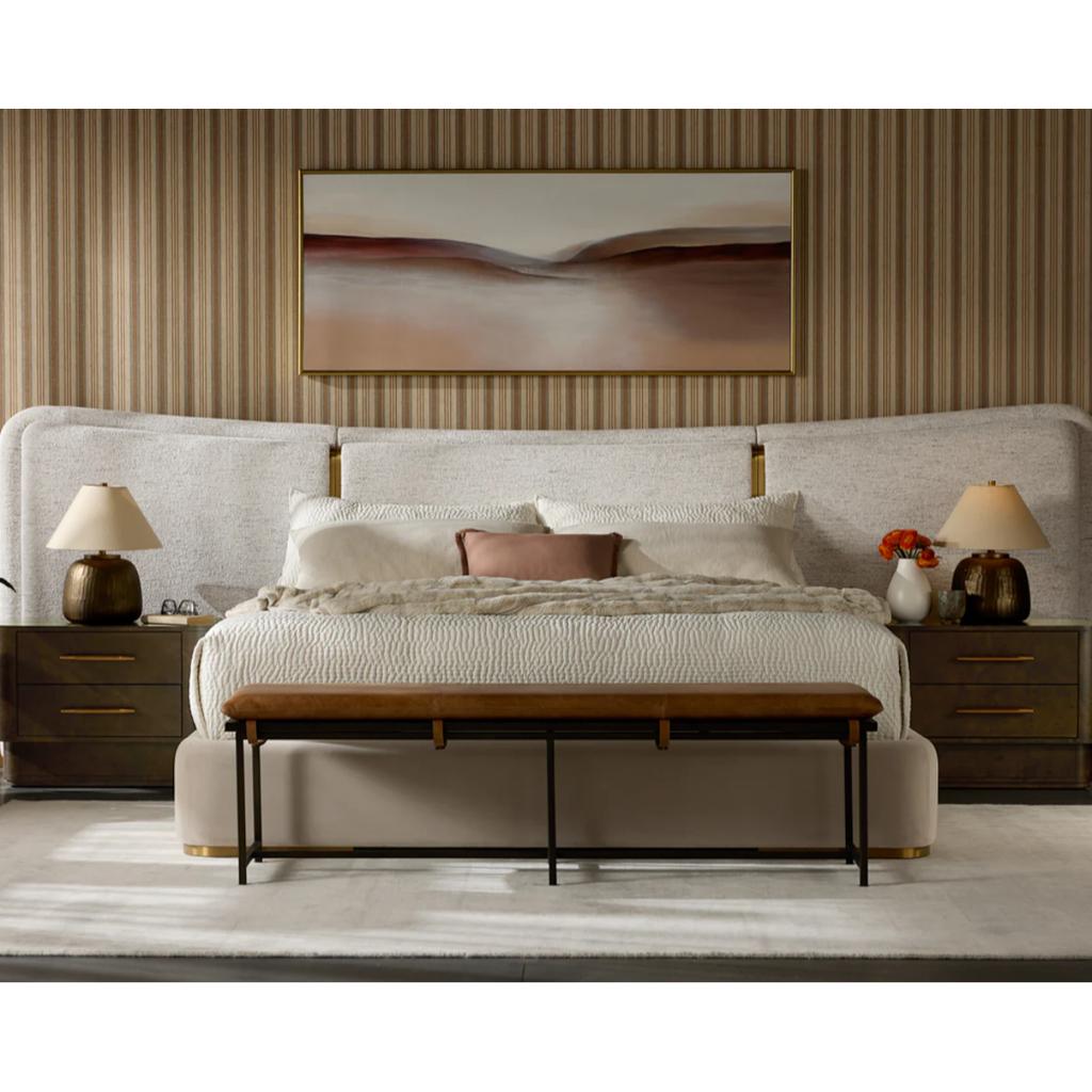 SUNPAN Clarimond Cream Fabric King Bed