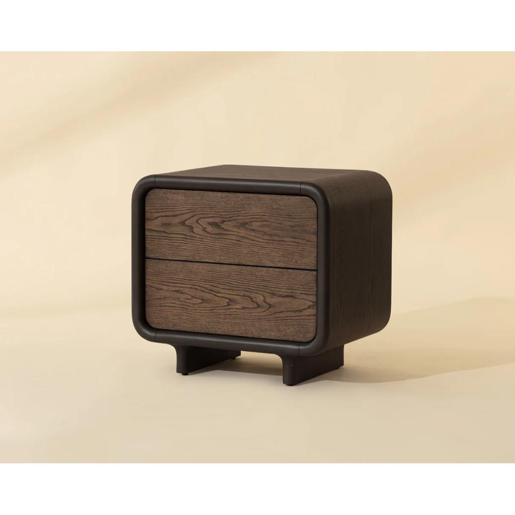 SUNPAN Koa Two Drawers Wood Nightstand