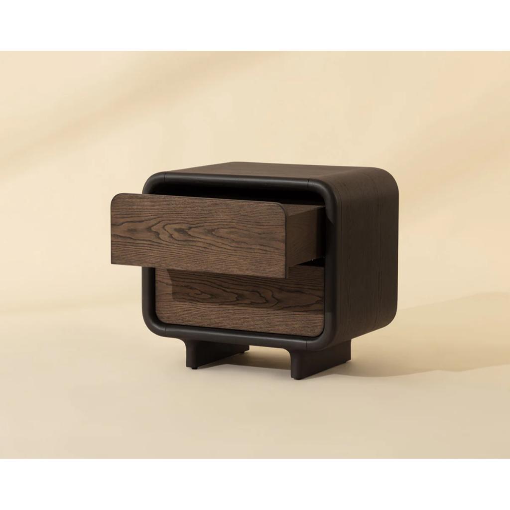 SUNPAN Koa Two Drawers Wood Nightstand