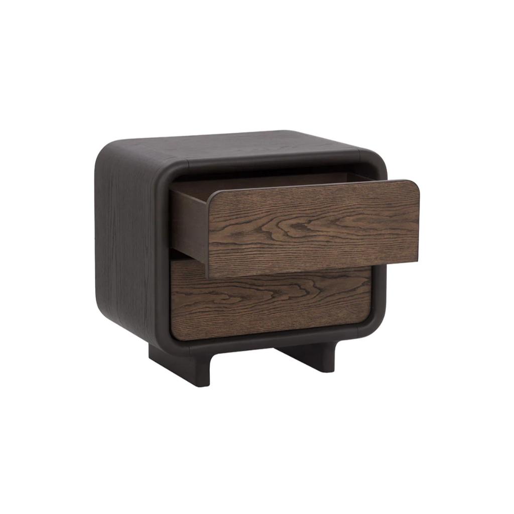 SUNPAN Koa Two Drawers Wood Nightstand